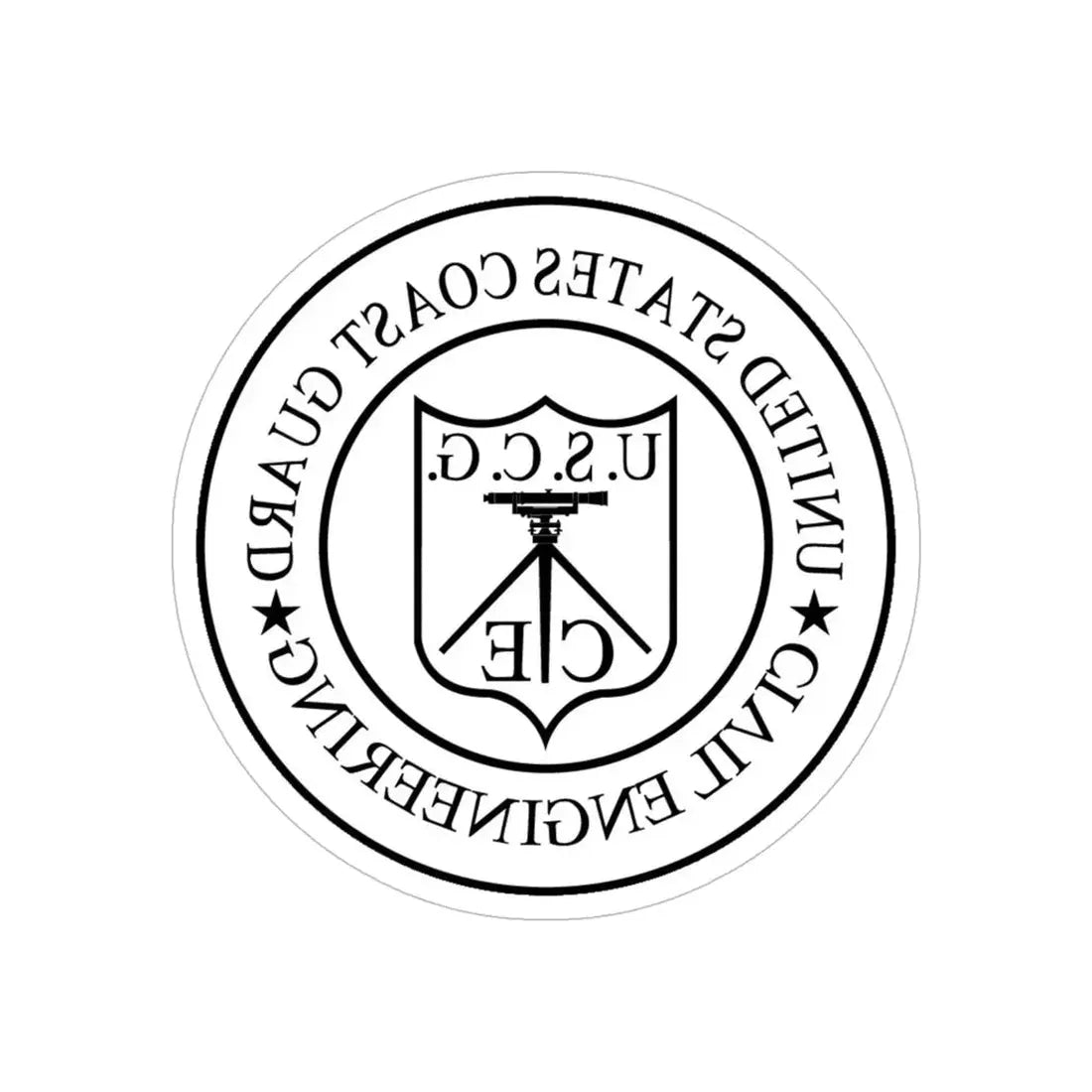 USCG Civil Engineering (U.S. Coast Guard) REVERSE PRINT Transparent Die-Cut STICKER 6 Inch Die-Cut Transparent - The Sticker Space