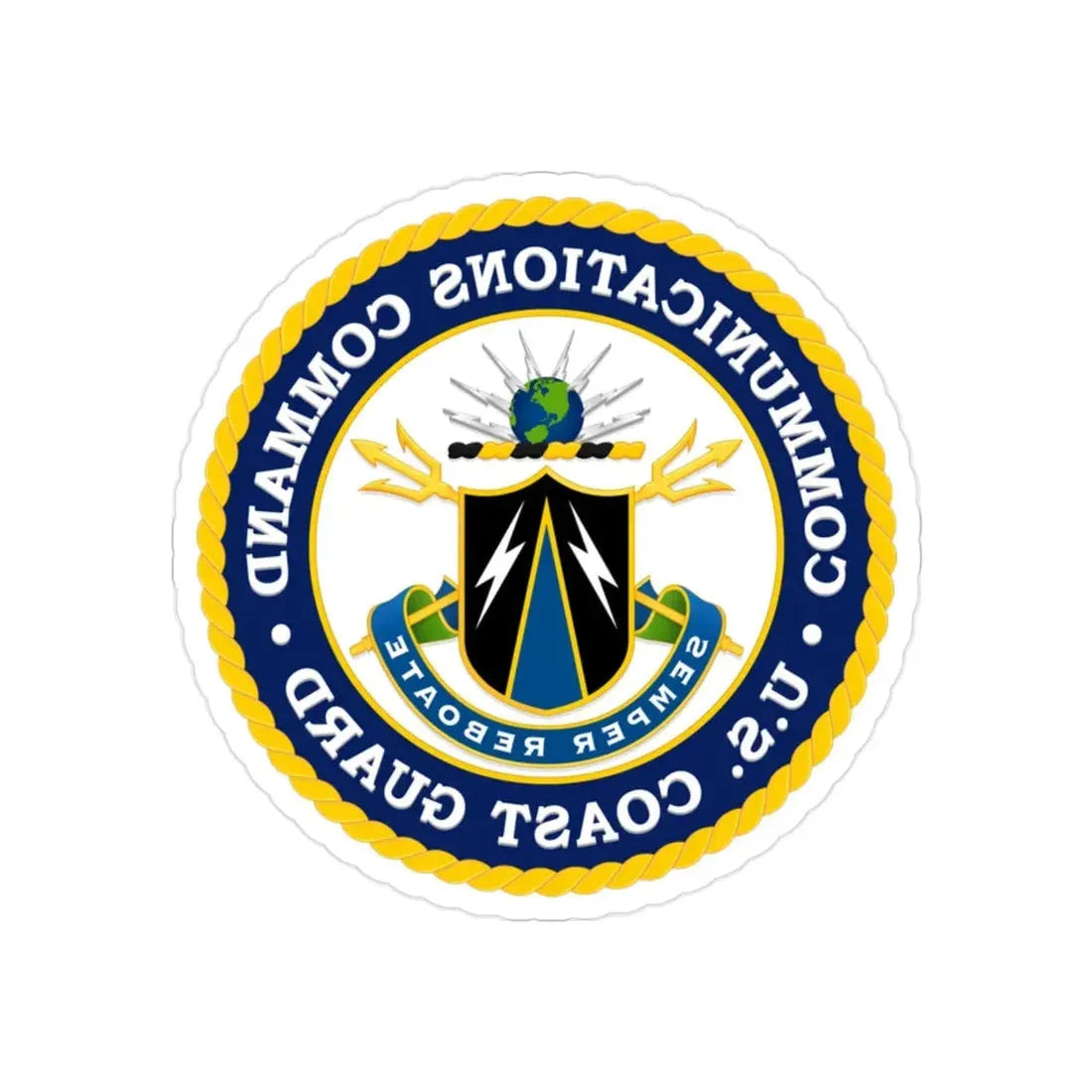 USCG Communications Command (U.S. Coast Guard) REVERSE PRINT Transparent Die-Cut STICKER 2 Inch Die-Cut Transparent - The Sticker Space