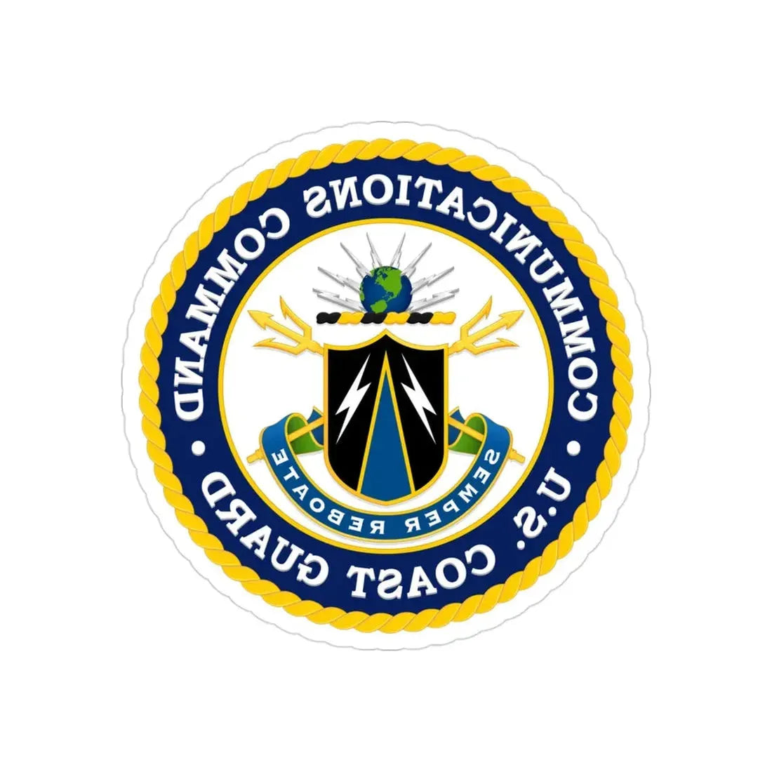 USCG Communications Command (U.S. Coast Guard) REVERSE PRINT Transparent Die-Cut STICKER 3 Inch Die-Cut Transparent - The Sticker Space