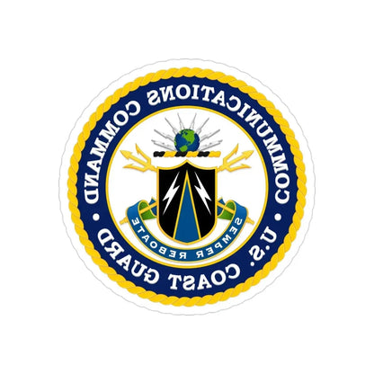 USCG Communications Command (U.S. Coast Guard) REVERSE PRINT Transparent Die-Cut STICKER 3 Inch Die-Cut Transparent - The Sticker Space