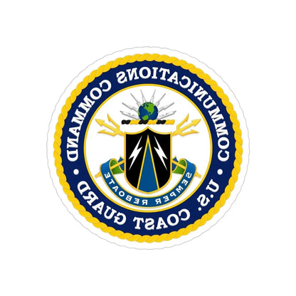 USCG Communications Command (U.S. Coast Guard) REVERSE PRINT Transparent Die-Cut STICKER 4 Inch Die-Cut Transparent - The Sticker Space