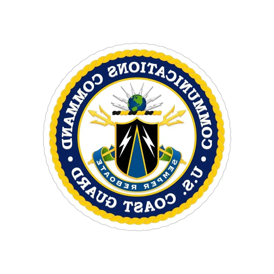 USCG Communications Command (U.S. Coast Guard) REVERSE PRINT Transparent Die-Cut STICKER - The Sticker Space