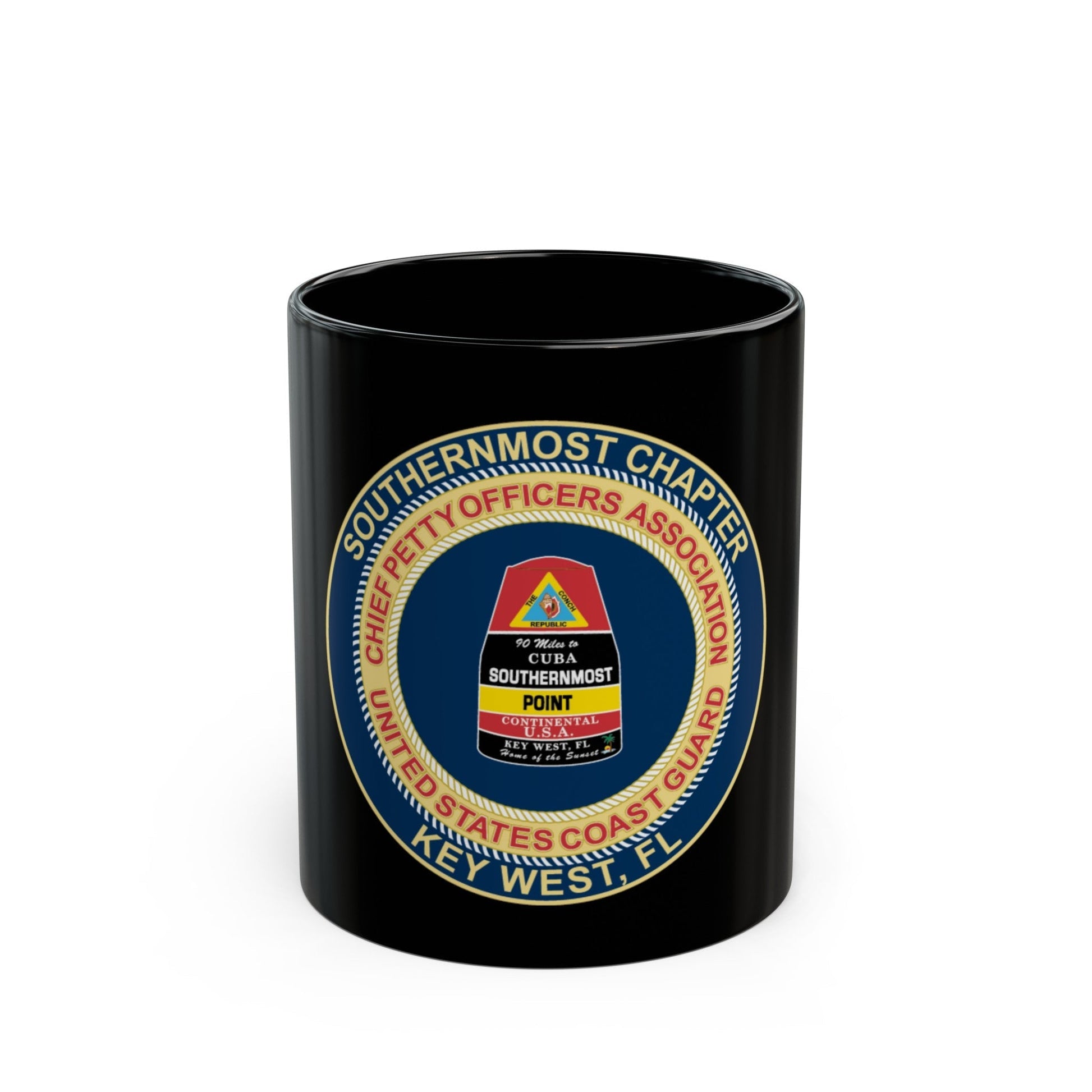 USCG CPOA Key West FL Southernmost Chapter (U.S. Coast Guard) Black Coffee Mug-11oz-The Sticker Space