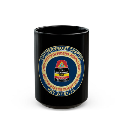 USCG CPOA Key West FL Southernmost Chapter (U.S. Coast Guard) Black Coffee Mug-15oz-The Sticker Space