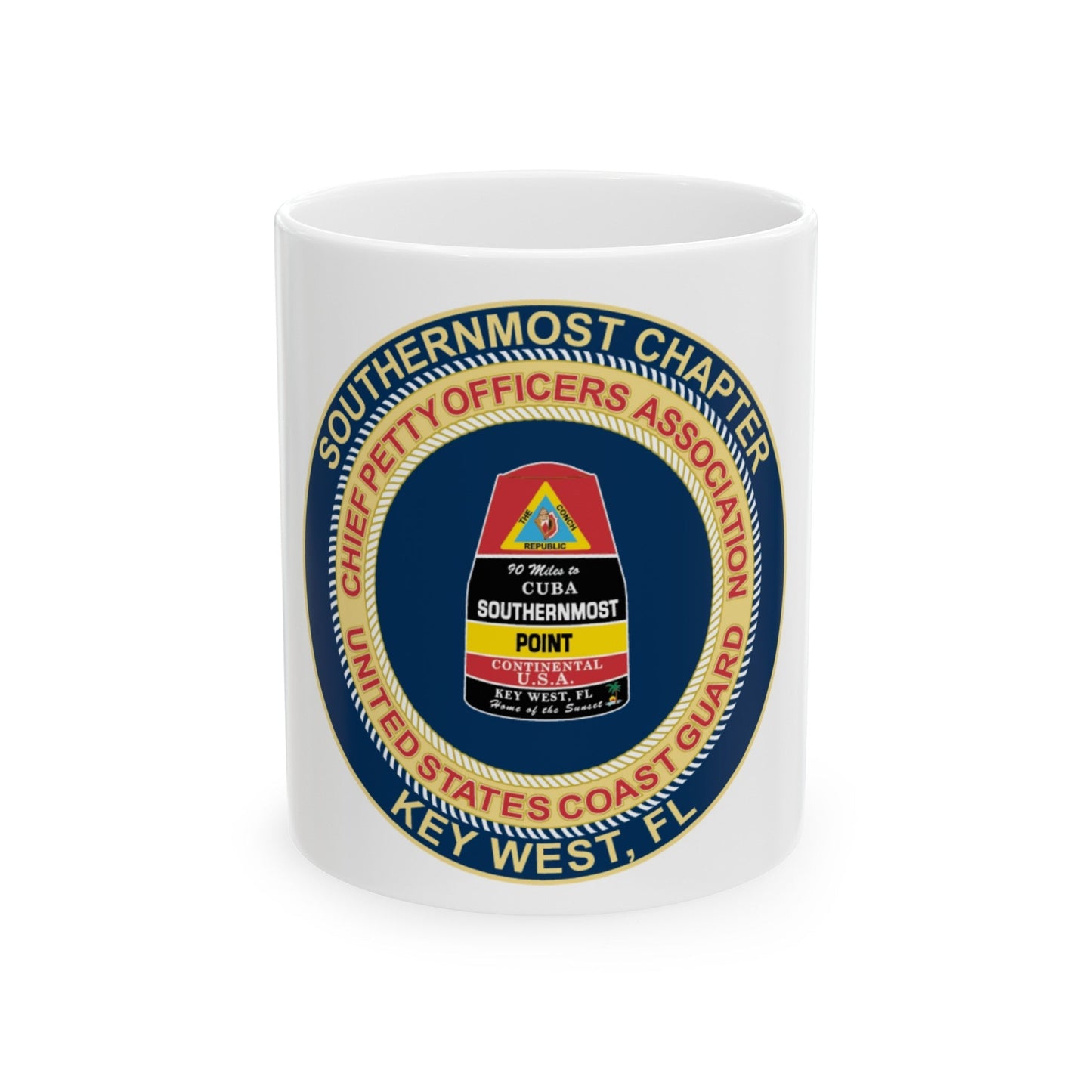 USCG CPOA Key West FL Southernmost Chapter (U.S. Coast Guard) White Coffee Mug-11oz-The Sticker Space