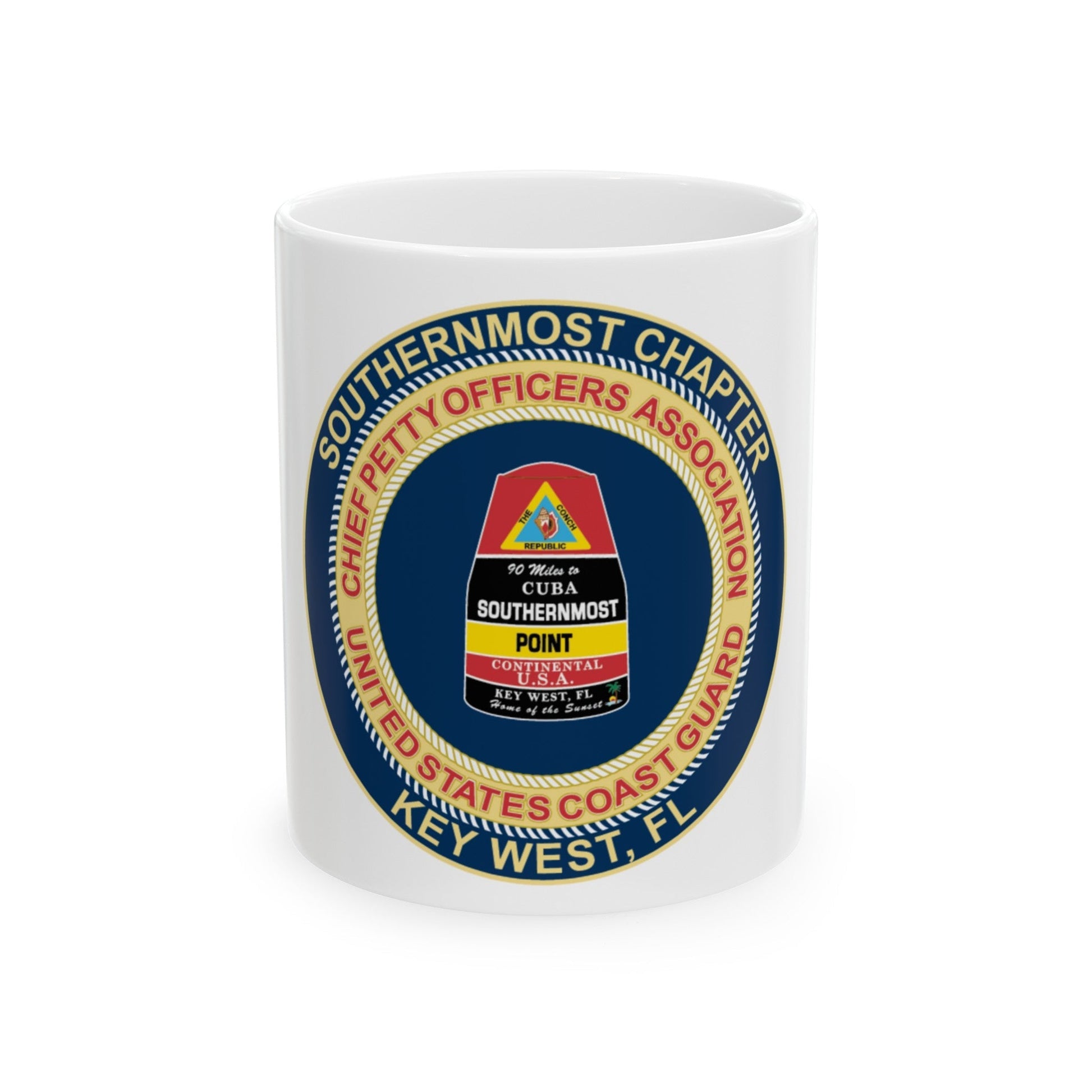 USCG CPOA Key West FL Southernmost Chapter (U.S. Coast Guard) White Coffee Mug-11oz-The Sticker Space