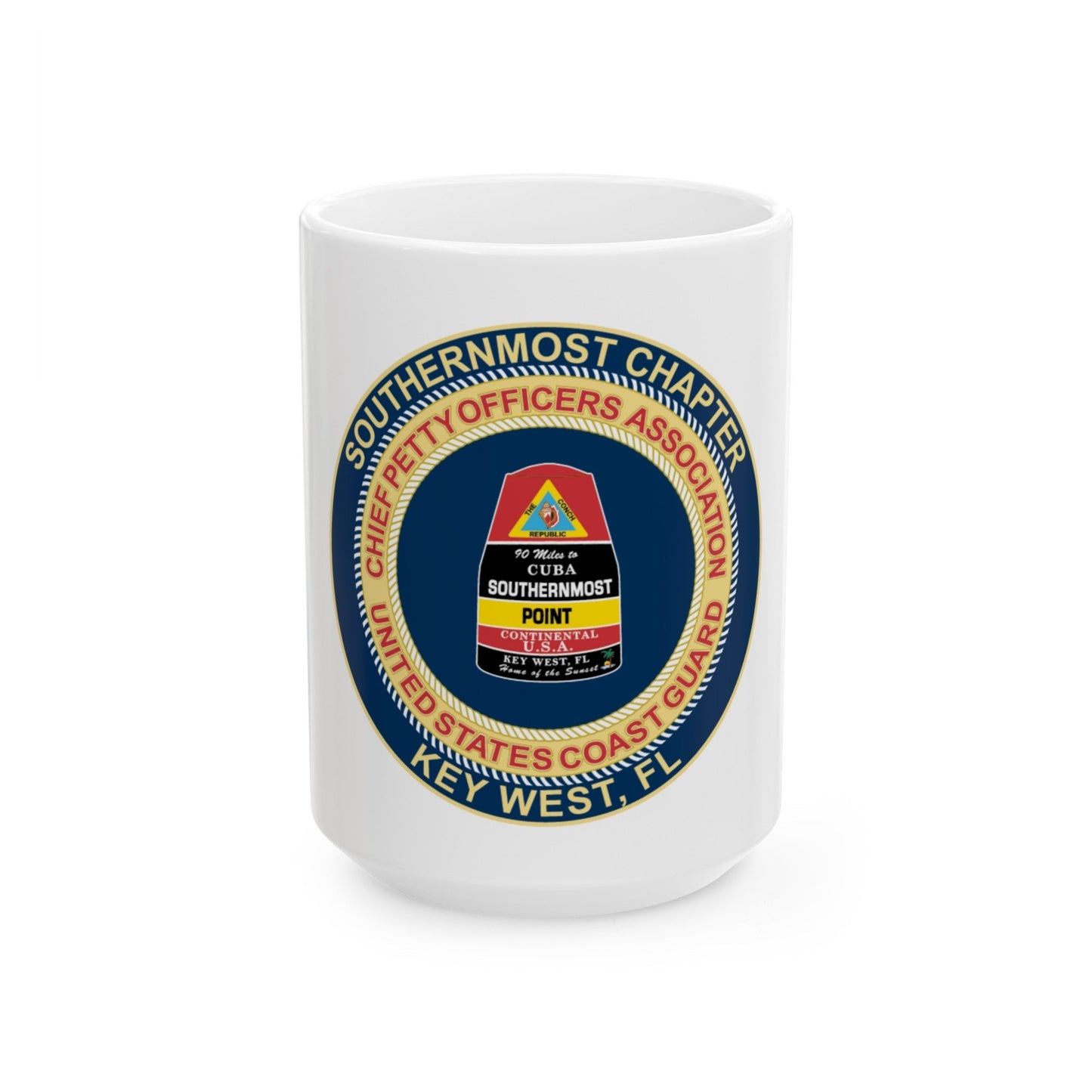 USCG CPOA Key West FL Southernmost Chapter (U.S. Coast Guard) White Coffee Mug-15oz-The Sticker Space