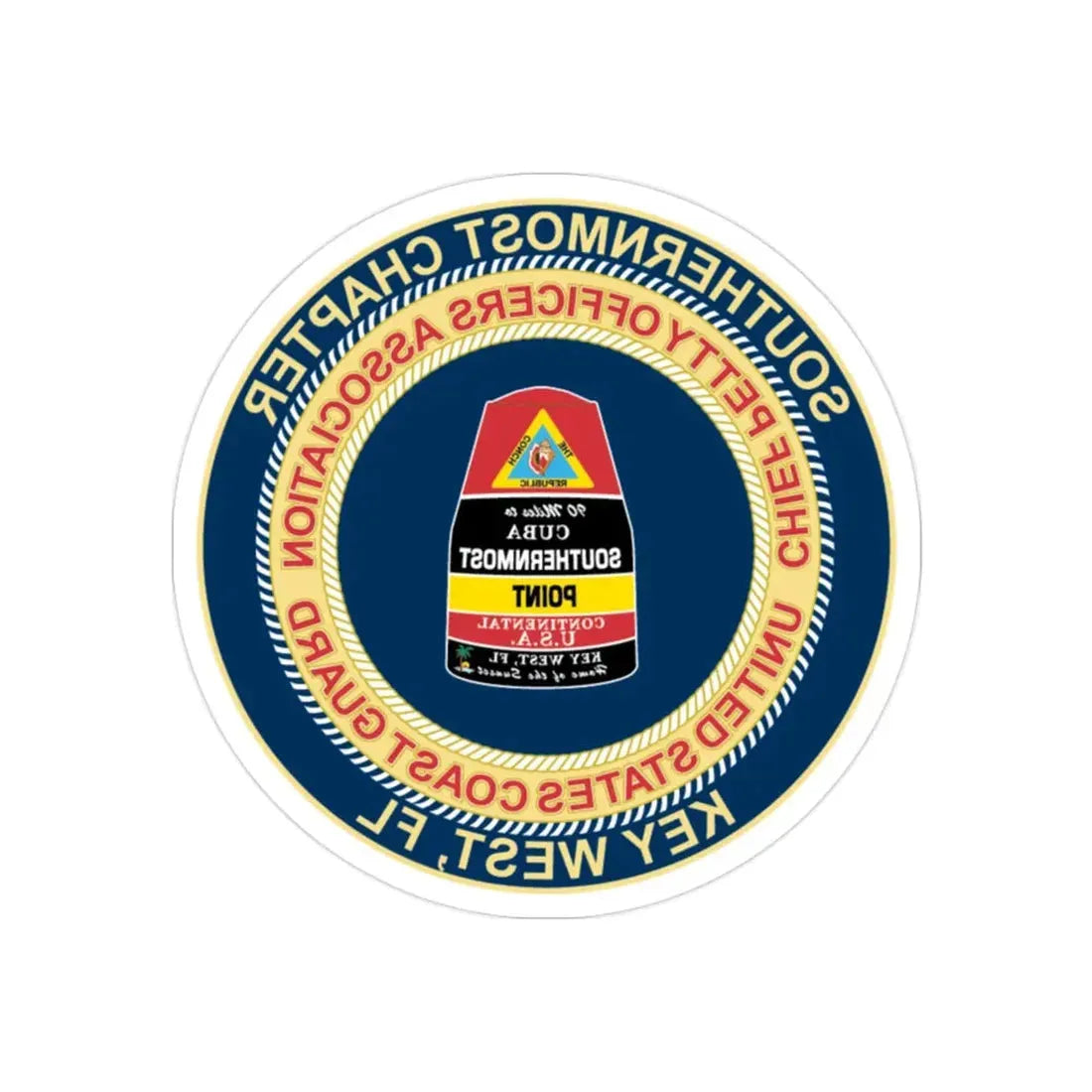 USCG CPOA Key West FL Southernmost Chapter (U.S. Coast Guard) REVERSE PRINT Transparent Die-Cut STICKER 2 Inch Die-Cut Transparent - The Sticker Space