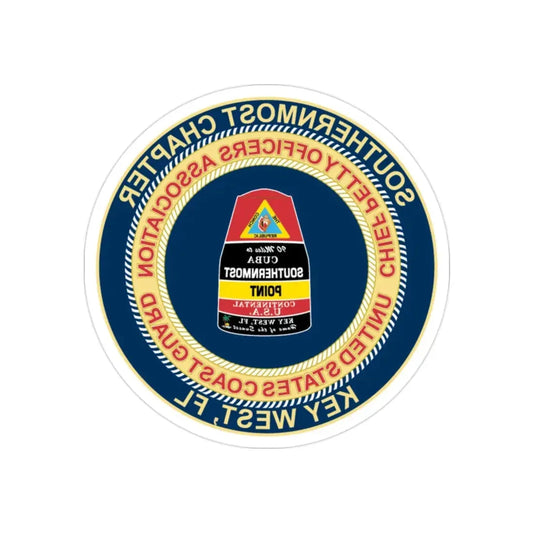 USCG CPOA Key West FL Southernmost Chapter (U.S. Coast Guard) REVERSE PRINT Transparent Die-Cut STICKER 2 Inch Die-Cut Transparent - The Sticker Space