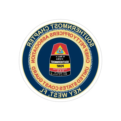 USCG CPOA Key West FL Southernmost Chapter (U.S. Coast Guard) REVERSE PRINT Transparent Die-Cut STICKER 6 Inch Die-Cut Transparent - The Sticker Space