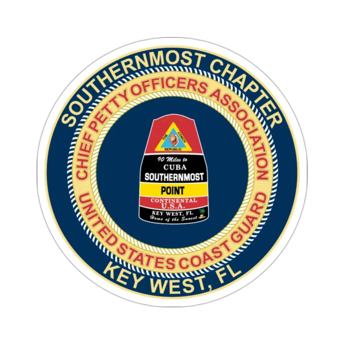 USCG CPOA Key West FL Southernmost Chapter (U.S. Coast Guard) STICKER Vinyl Die-Cut Decal 2 Inch - The Sticker Space