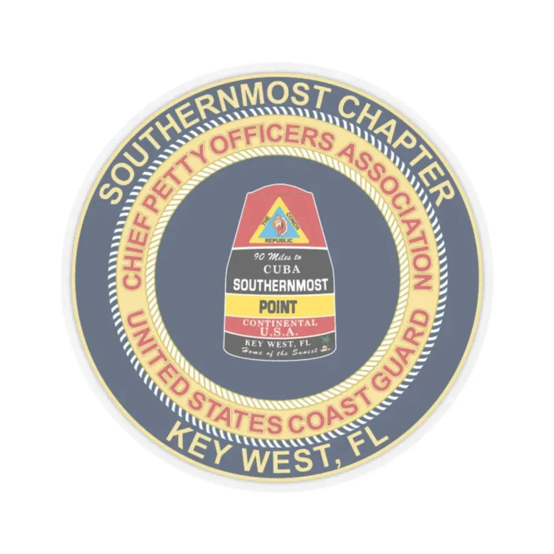 USCG CPOA Key West FL Southernmost Chapter (U.S. Coast Guard) STICKER Vinyl Kiss-Cut Decal 2 Inch Transparent - The Sticker Space