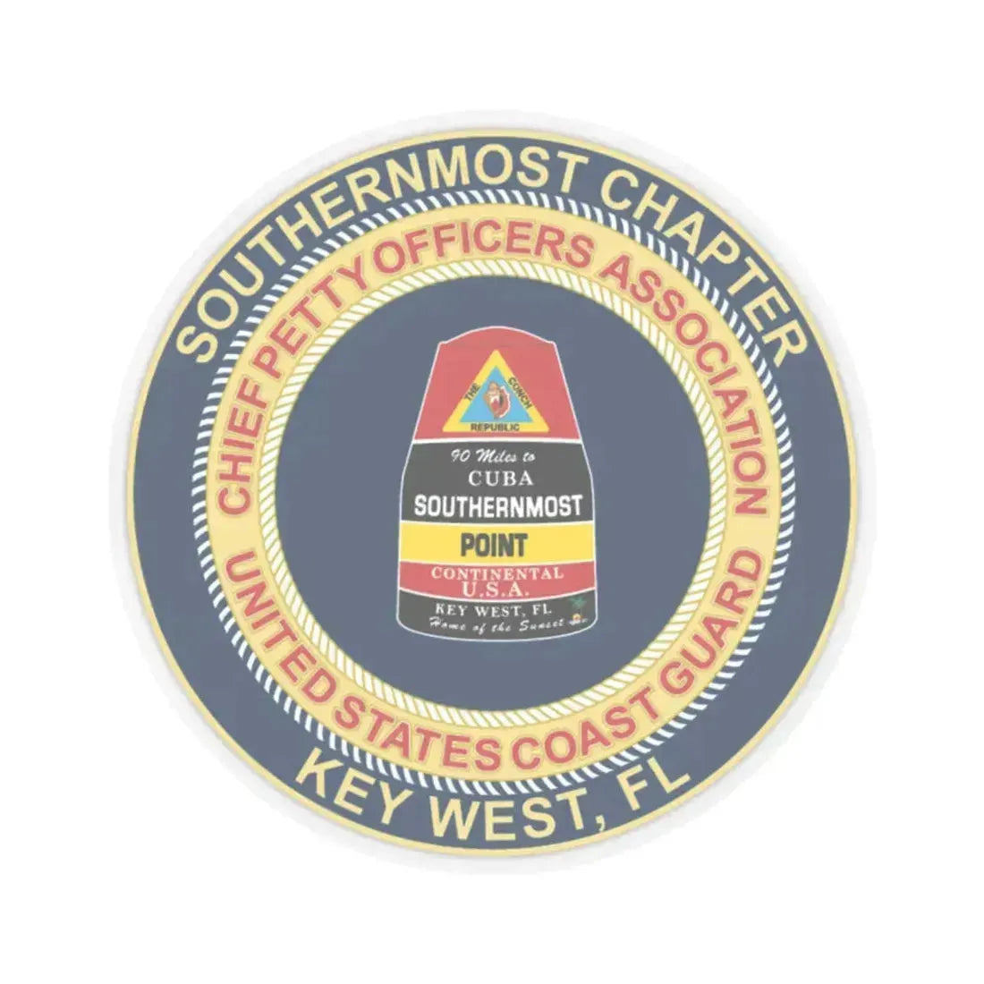 USCG CPOA Key West FL Southernmost Chapter (U.S. Coast Guard) STICKER Vinyl Kiss-Cut Decal 2 Inch Transparent - The Sticker Space