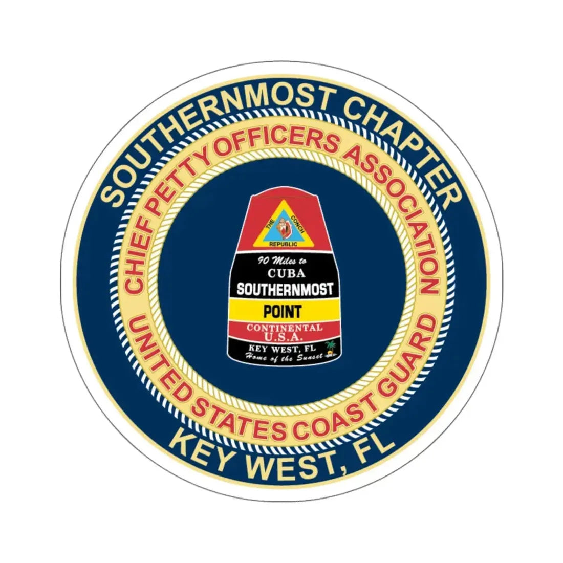 USCG CPOA Key West FL Southernmost Chapter (U.S. Coast Guard) STICKER Vinyl Kiss-Cut Decal 4 Inch White - The Sticker Space