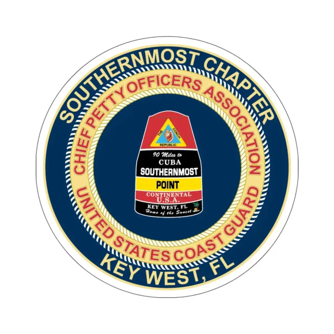 USCG CPOA Key West FL Southernmost Chapter (U.S. Coast Guard) STICKER Vinyl Kiss-Cut Decal 6 Inch White - The Sticker Space