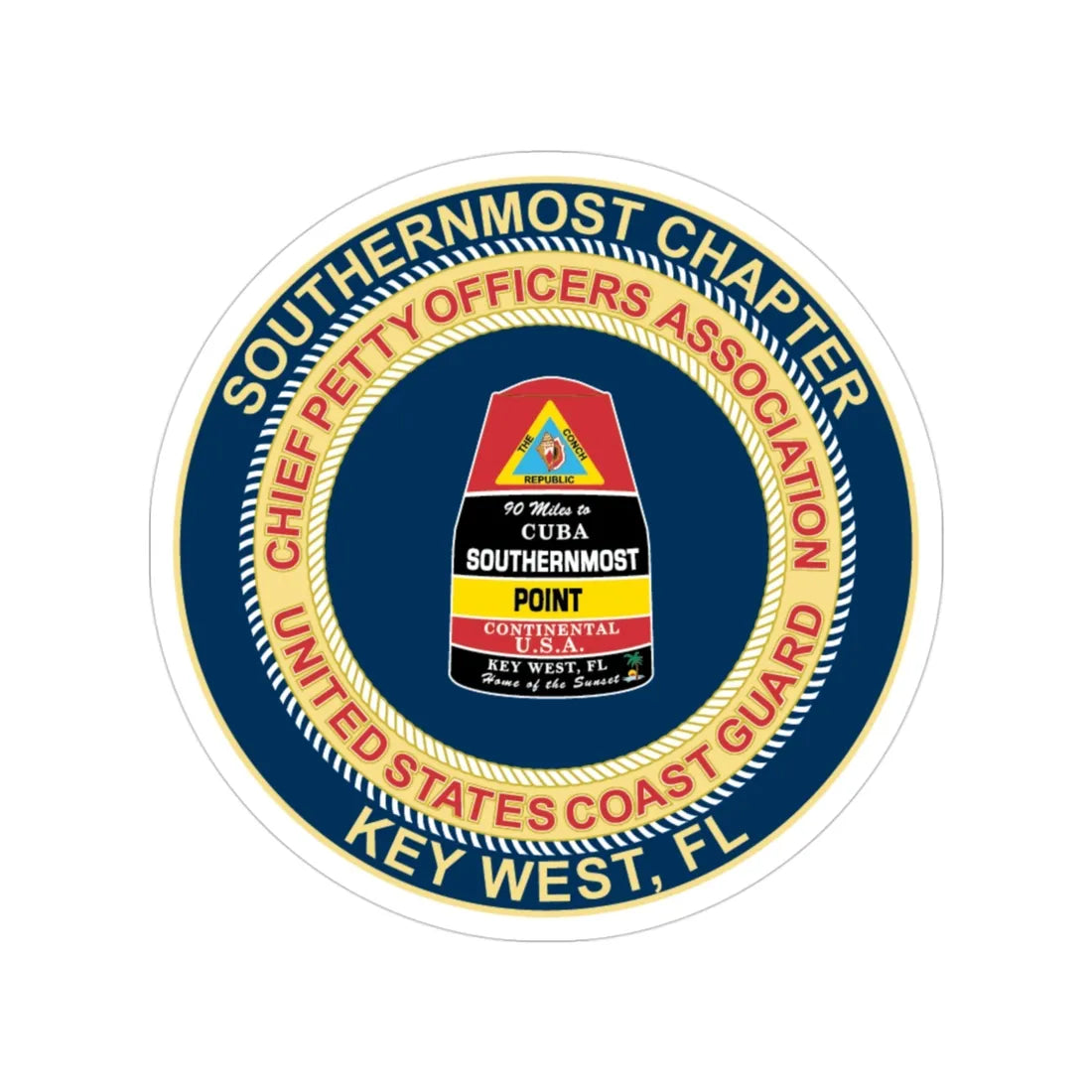 USCG CPOA Key West FL Southernmost Chapter (U.S. Coast Guard) Transparent STICKER Die-Cut Vinyl Decal 3 Inch - The Sticker Space