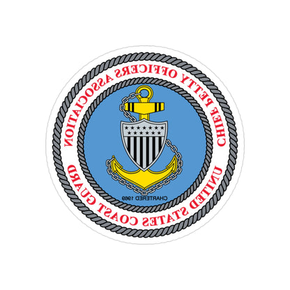 USCG CPOA (U.S. Coast Guard) REVERSE PRINT Transparent STICKER-3" × 3"-The Sticker Space