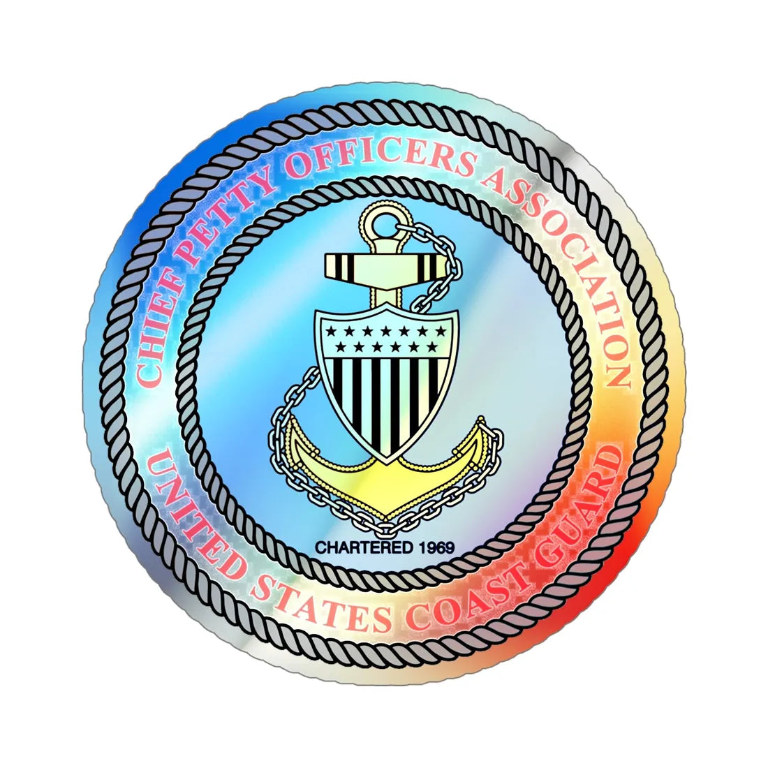 USCG CPOA (U.S. Coast Guard) Holographic STICKER Die-Cut Vinyl Decal 5 Inch Holographic - The Sticker Space