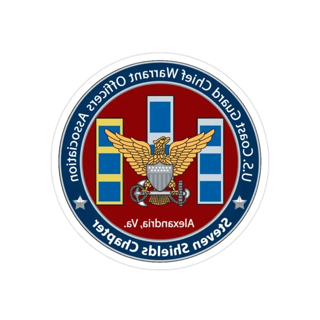 USCG CWO Assoc Steven Shields Chapter (U.S. Coast Guard) REVERSE PRINT Transparent Die-Cut STICKER 2 Inch Die-Cut Transparent - The Sticker Space
