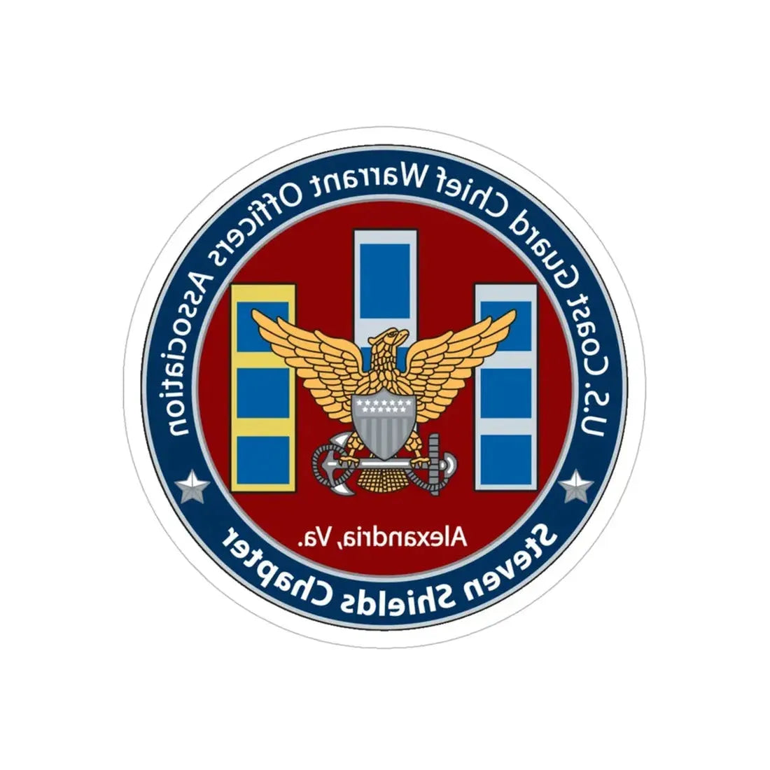 USCG CWO Assoc Steven Shields Chapter (U.S. Coast Guard) REVERSE PRINT Transparent Die-Cut STICKER 5 Inch Die-Cut Transparent - The Sticker Space