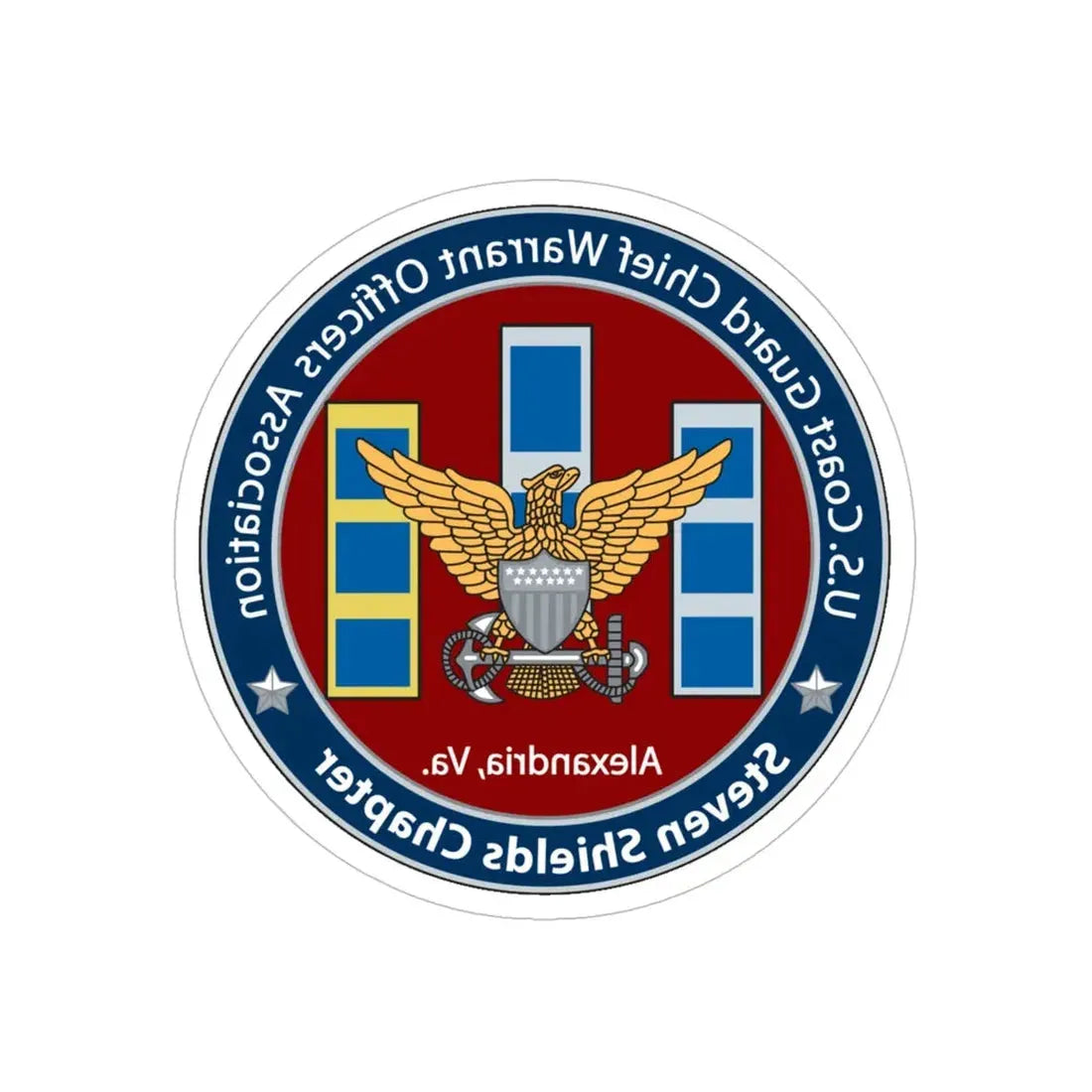 USCG CWO Assoc Steven Shields Chapter (U.S. Coast Guard) REVERSE PRINT Transparent Die-Cut STICKER 6 Inch Die-Cut Transparent - The Sticker Space