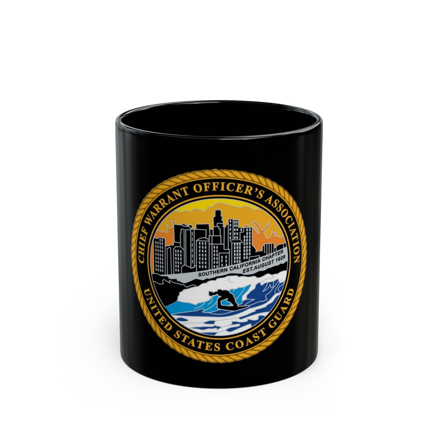 USCG CWO Assoc Surfer (U.S. Coast Guard) Black Coffee Mug-11oz-The Sticker Space