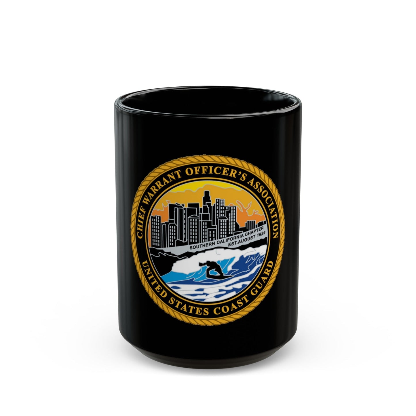 USCG CWO Assoc Surfer (U.S. Coast Guard) Black Coffee Mug-15oz-The Sticker Space