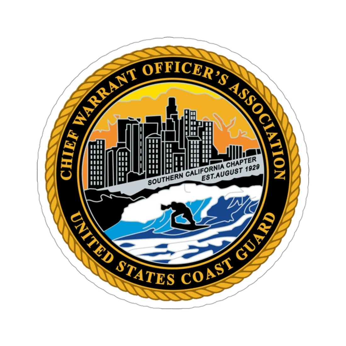 USCG CWO Assoc Surfer (U.S. Coast Guard) STICKER Vinyl Die-Cut Decal 3 Inch - The Sticker Space