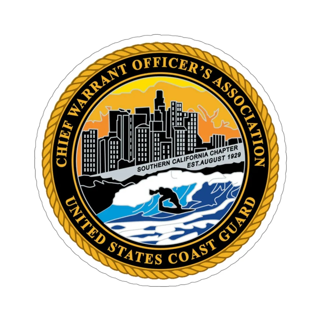 USCG CWO Assoc Surfer (U.S. Coast Guard) STICKER Vinyl Die-Cut Decal 4 Inch - The Sticker Space