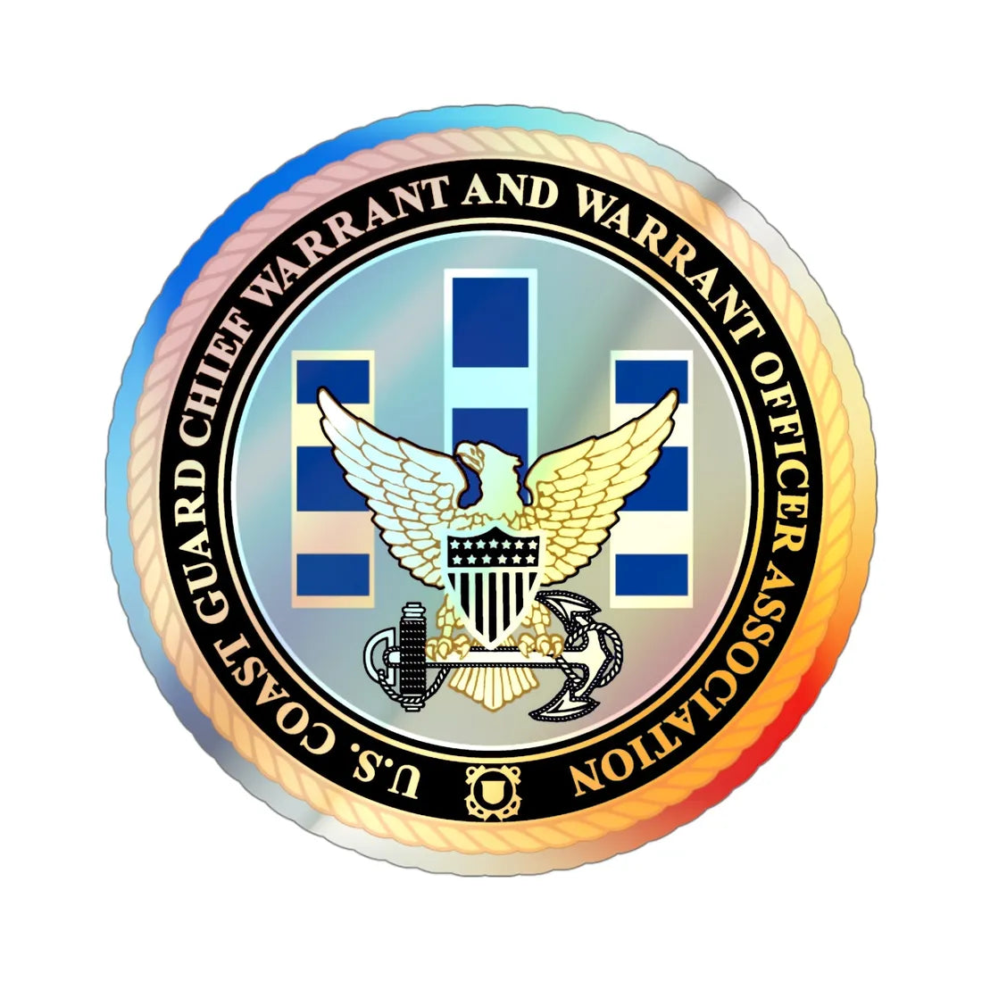 USCG CWO (U.S. Coast Guard) Holographic STICKER Die-Cut Vinyl Decal 4 Inch Holographic - The Sticker Space