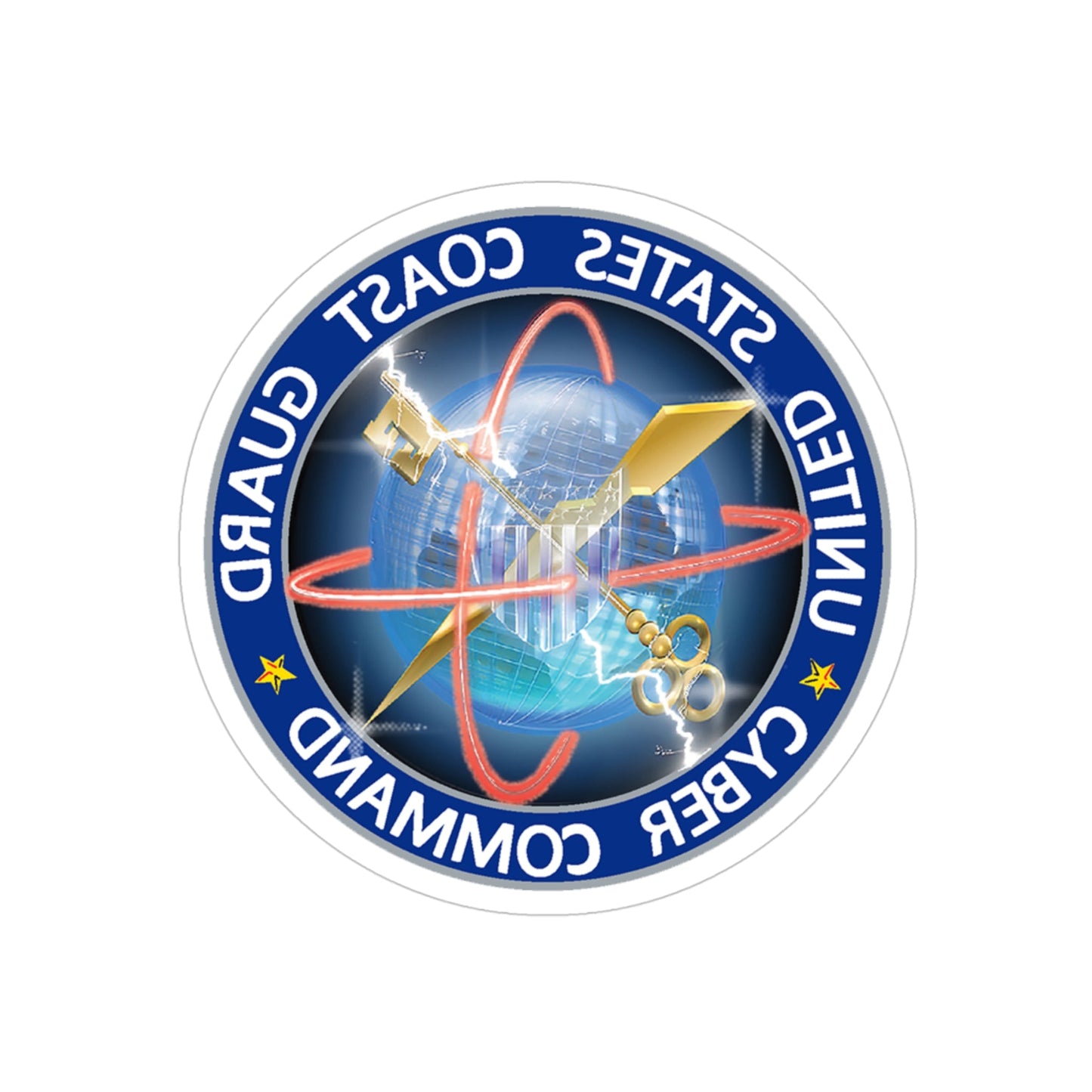 USCG Cyber Command (U.S. Coast Guard) REVERSE PRINT Transparent STICKER-4 Inch-The Sticker Space