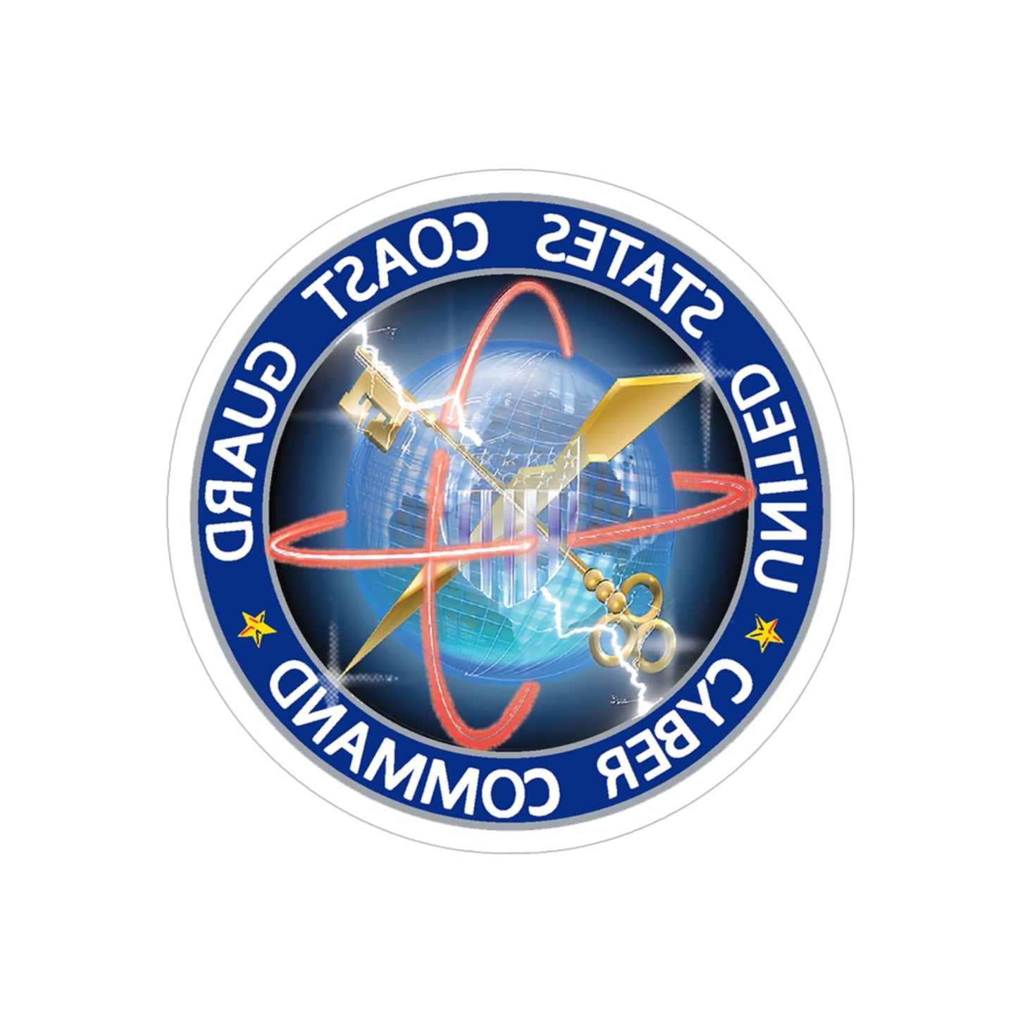 USCG Cyber Command (U.S. Coast Guard) REVERSE PRINT Transparent STICKER-5 Inch-The Sticker Space