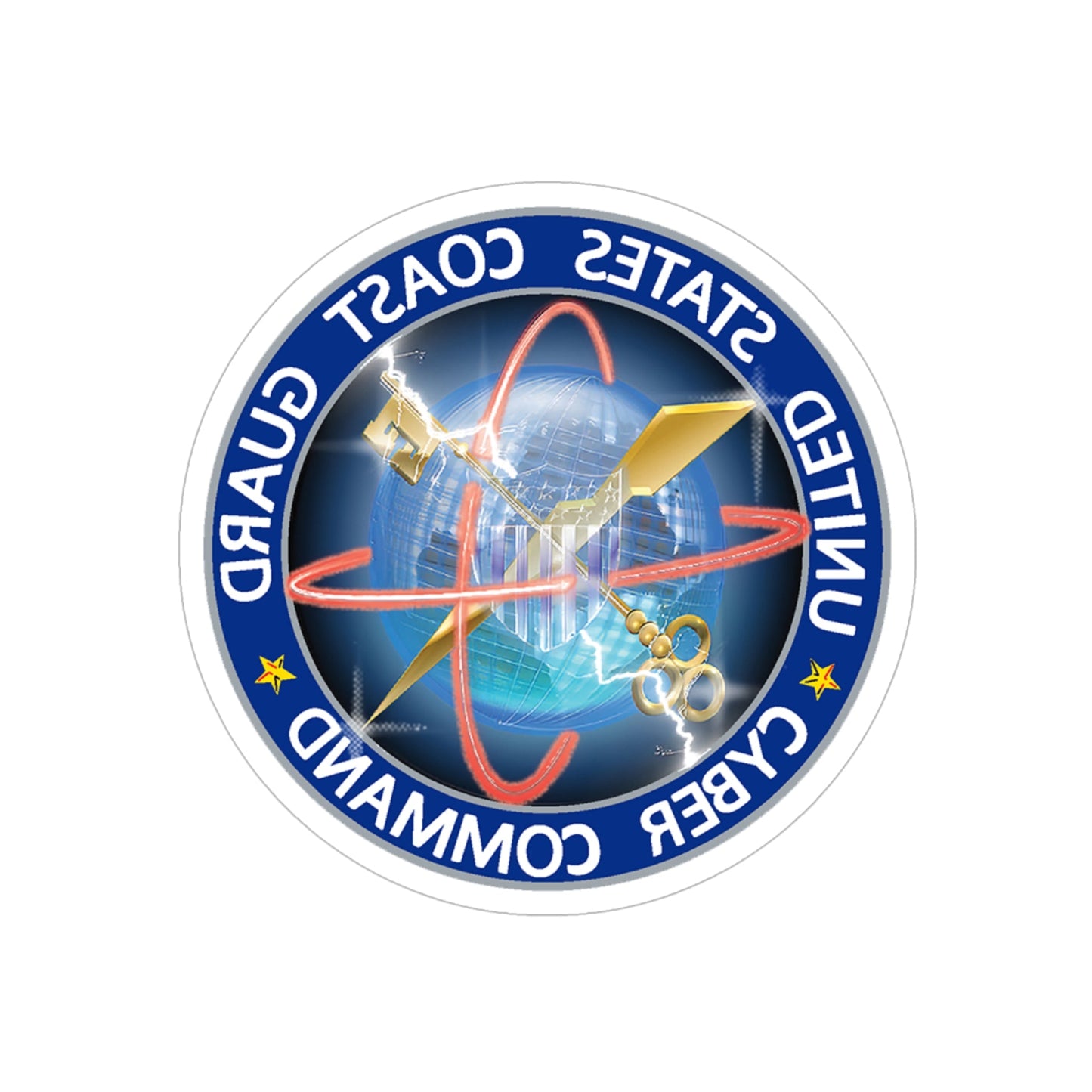 USCG Cyber Command (U.S. Coast Guard) REVERSE PRINT Transparent STICKER-6" × 6"-The Sticker Space