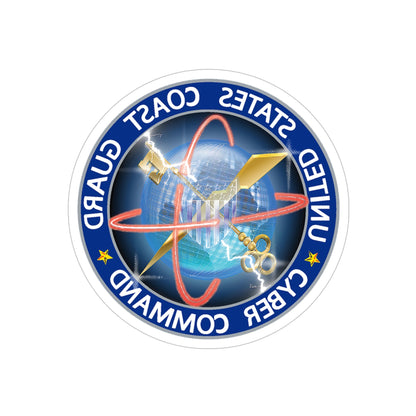 USCG Cyber Command (U.S. Coast Guard) REVERSE PRINT Transparent STICKER-6" × 6"-The Sticker Space