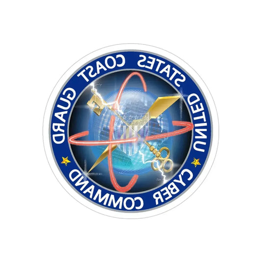 USCG Cyber Command (U.S. Coast Guard) REVERSE PRINT Transparent Die-Cut STICKER 6 Inch Die-Cut Transparent - The Sticker Space