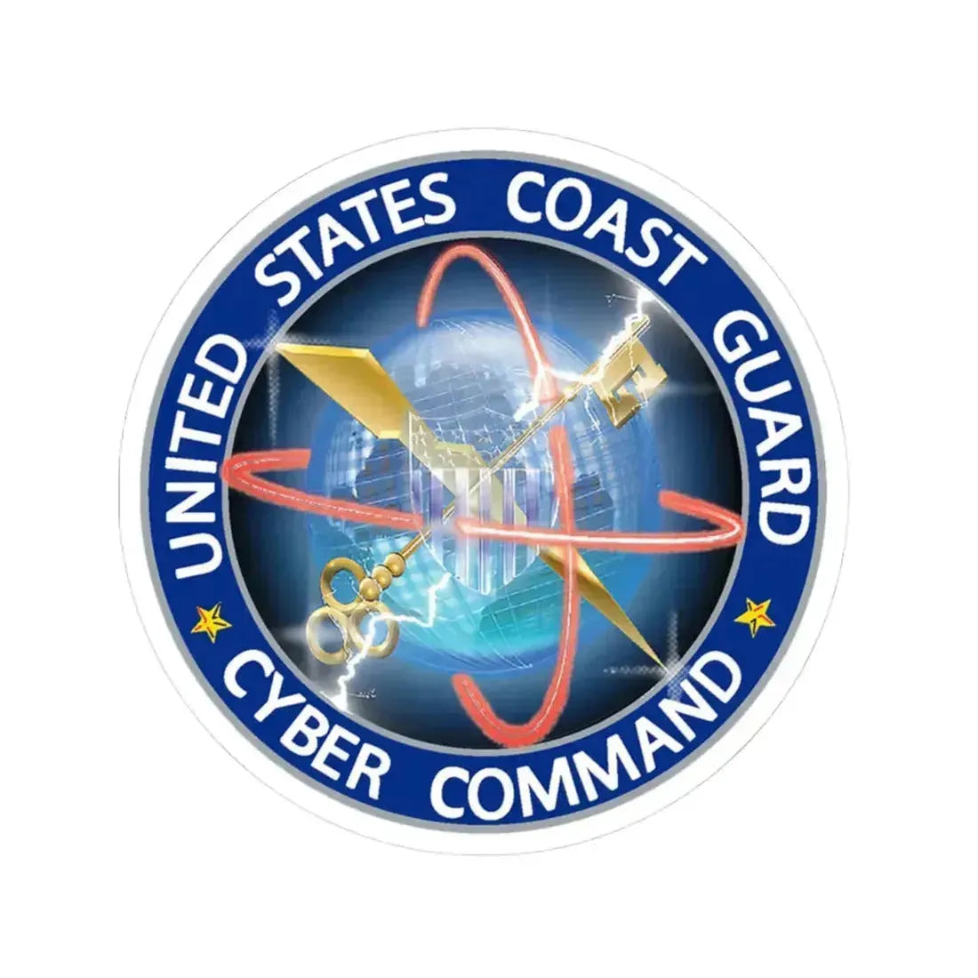 USCG Cyber Command (U.S. Coast Guard) STICKER Vinyl Kiss-Cut Decal 4 Inch White - The Sticker Space