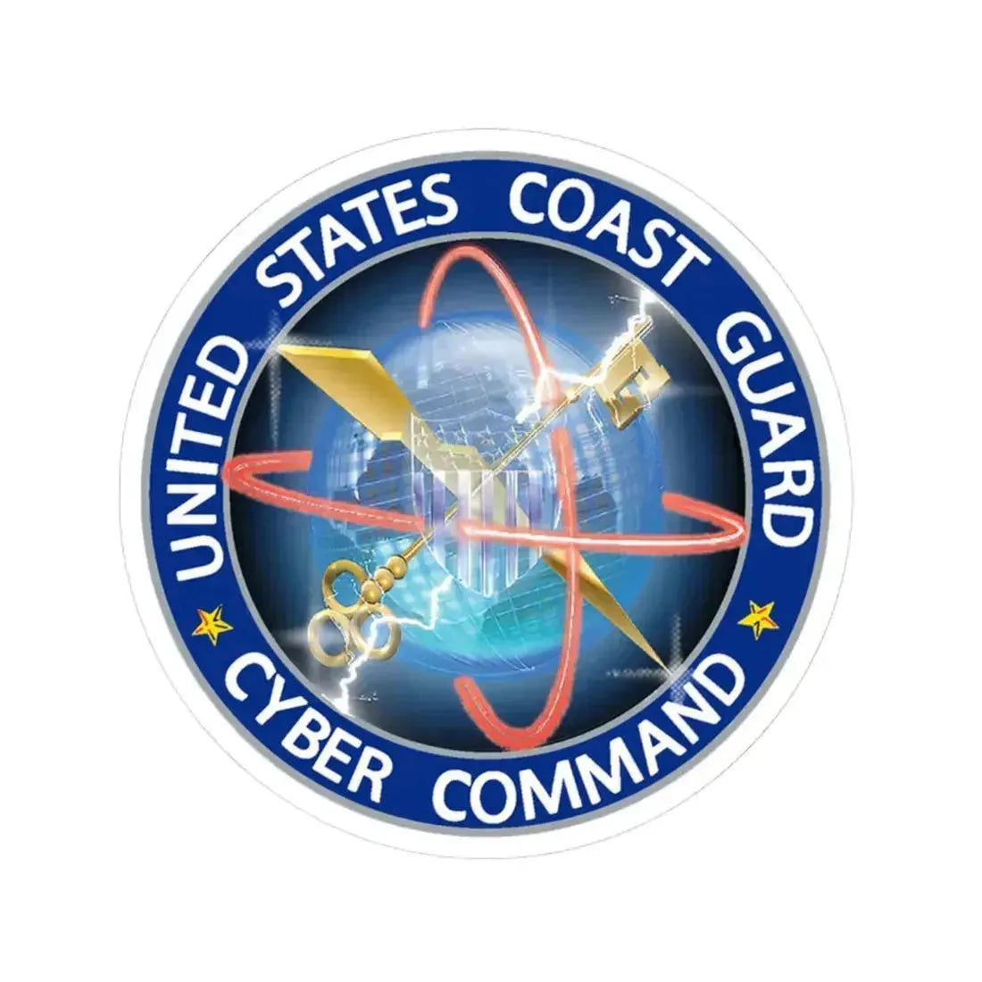 USCG Cyber Command (U.S. Coast Guard) STICKER Vinyl Kiss-Cut Decal 6 Inch White - The Sticker Space