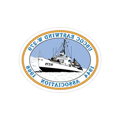 USCG Eastwind W 279 (U.S. Coast Guard) REVERSE PRINT Transparent Die-Cut STICKER 4 Inch Die-Cut Transparent - The Sticker Space