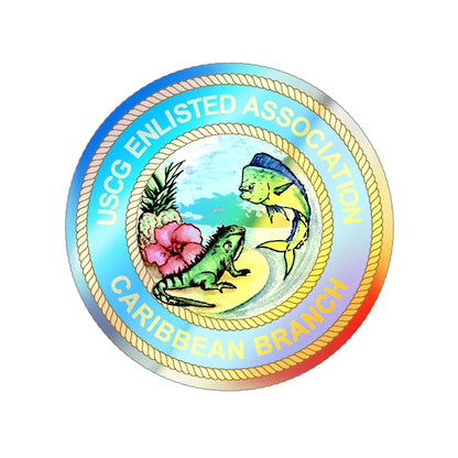 USCG EnlAssocCaribbean Branch (U.S. Coast Guard) Holographic STICKER Die-Cut Vinyl Decal 4 Inch Holographic - The Sticker Space