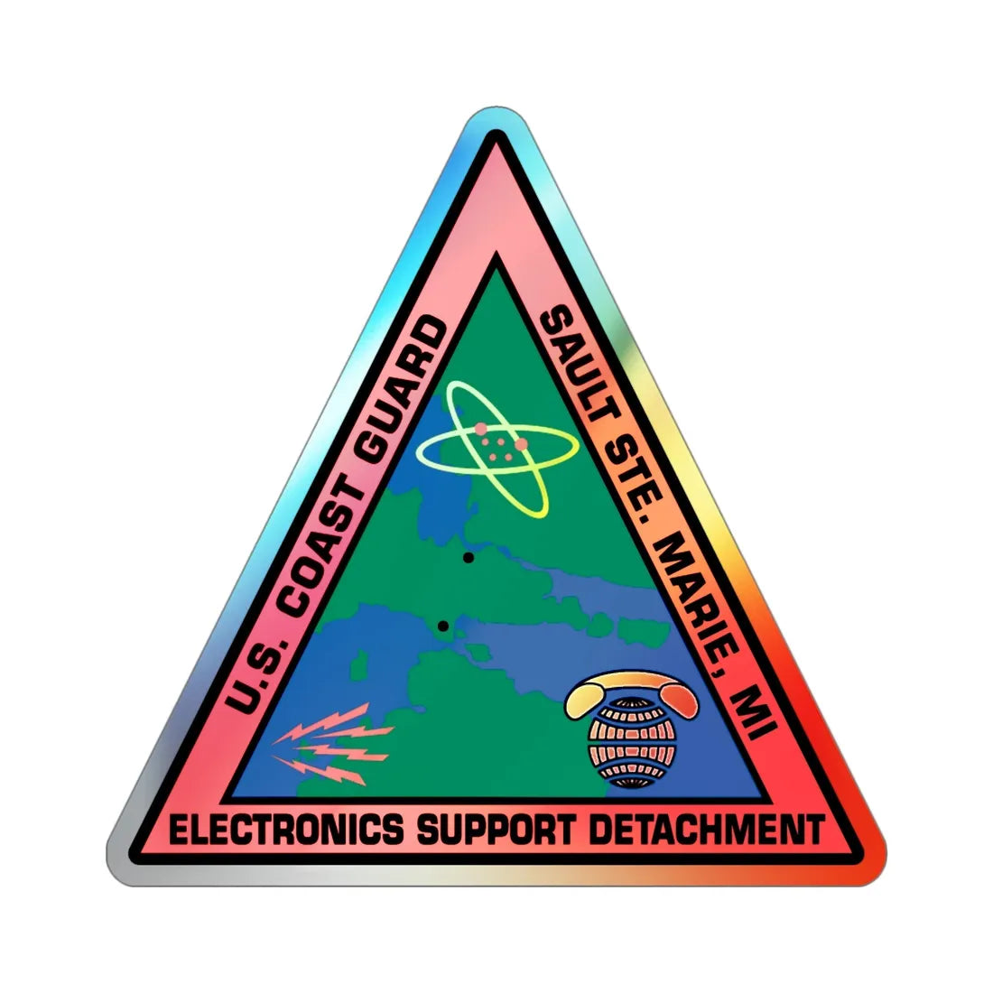 USCG ESD Sault Ste Marie MI (U.S. Coast Guard) Holographic STICKER Die-Cut Vinyl Decal 4 Inch Holographic - The Sticker Space