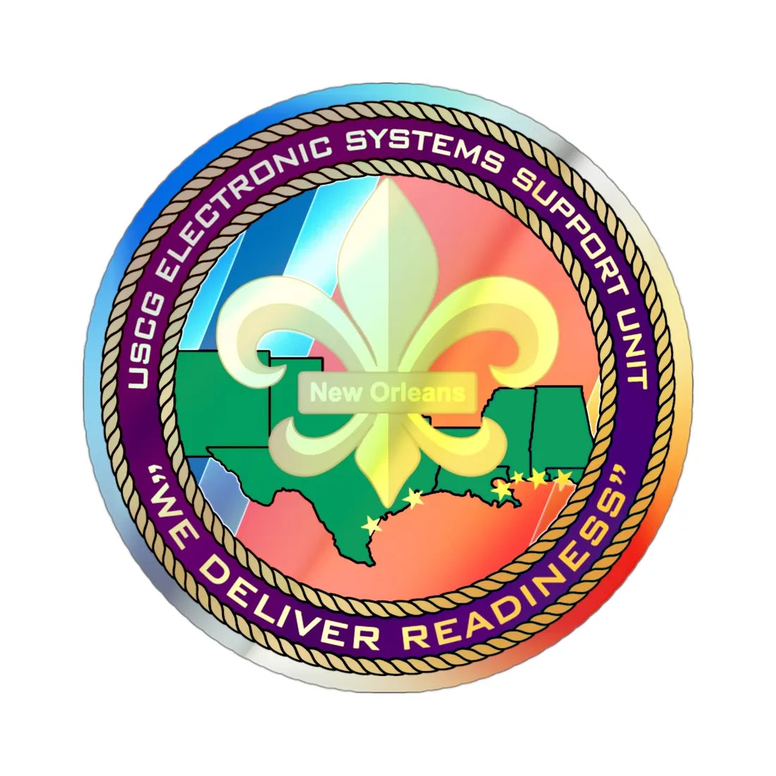 USCG ESSU New Orleans (U.S. Coast Guard) Holographic STICKER Die-Cut Vinyl Decal 3 Inch Holographic - The Sticker Space
