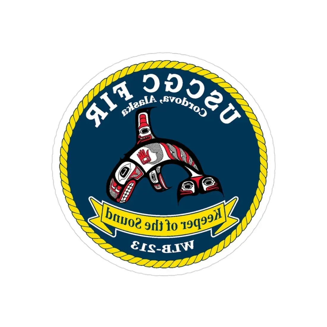 USCG FIR WLB 213 (U.S. Coast Guard) REVERSE PRINT Transparent Die-Cut STICKER 3 Inch Die-Cut Transparent - The Sticker Space