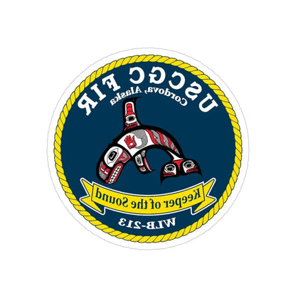 USCG FIR WLB 213 (U.S. Coast Guard) REVERSE PRINT Transparent Die-Cut STICKER 4 Inch Die-Cut Transparent - The Sticker Space
