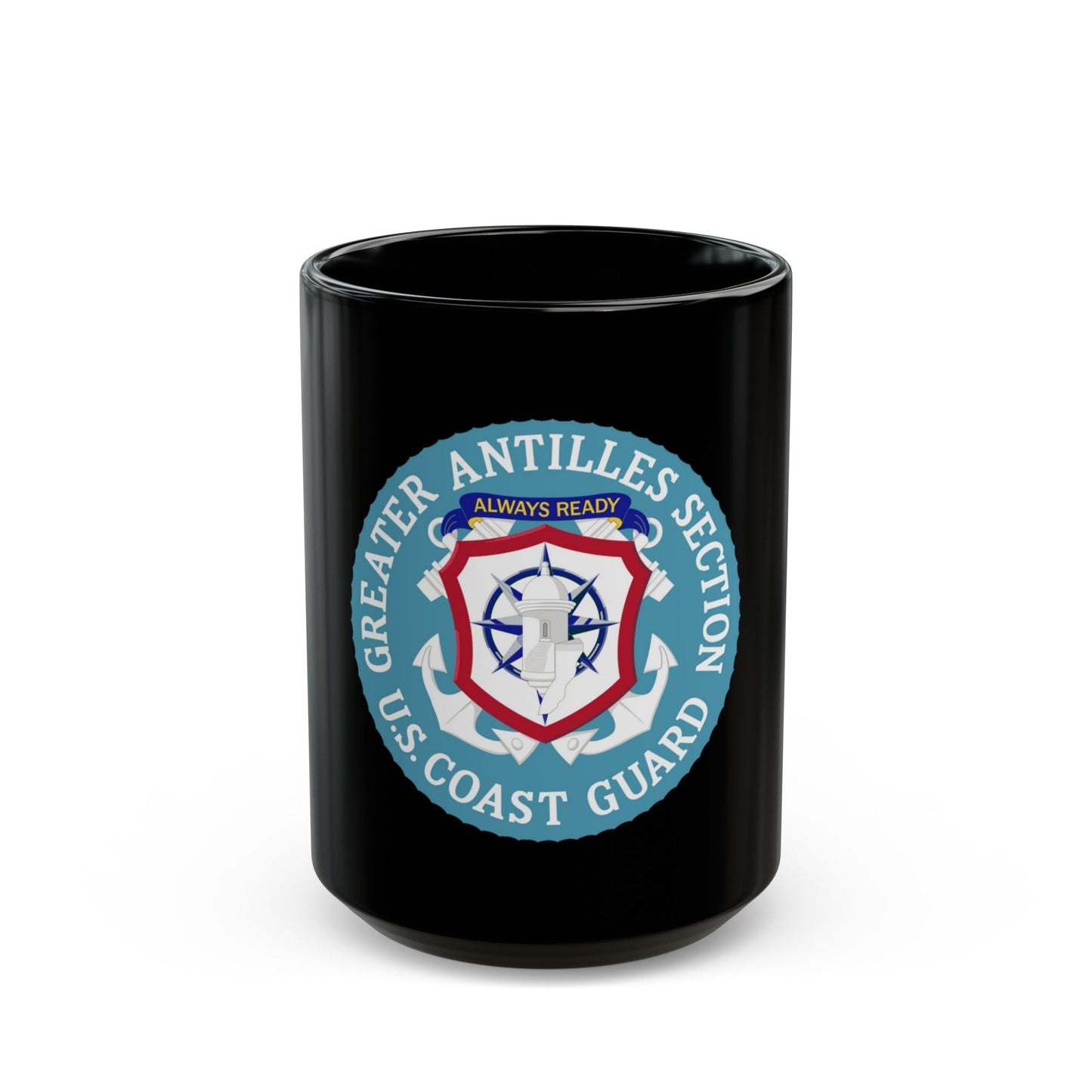 USCG Greater Antilles Section (U.S. Coast Guard) Black Coffee Mug-15oz-The Sticker Space