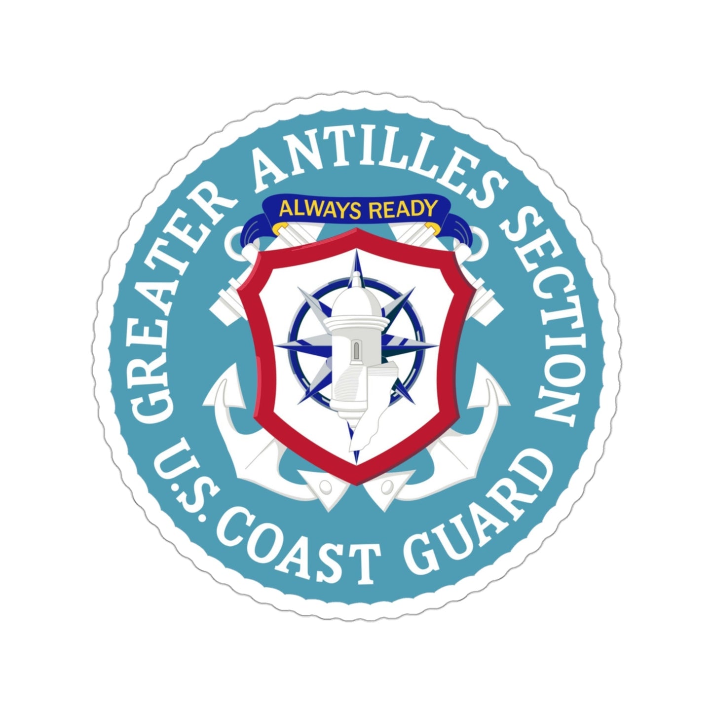 USCG Greater Antilles Section (U.S. Coast Guard) STICKER Vinyl Die-Cut Decal-3 Inch-The Sticker Space