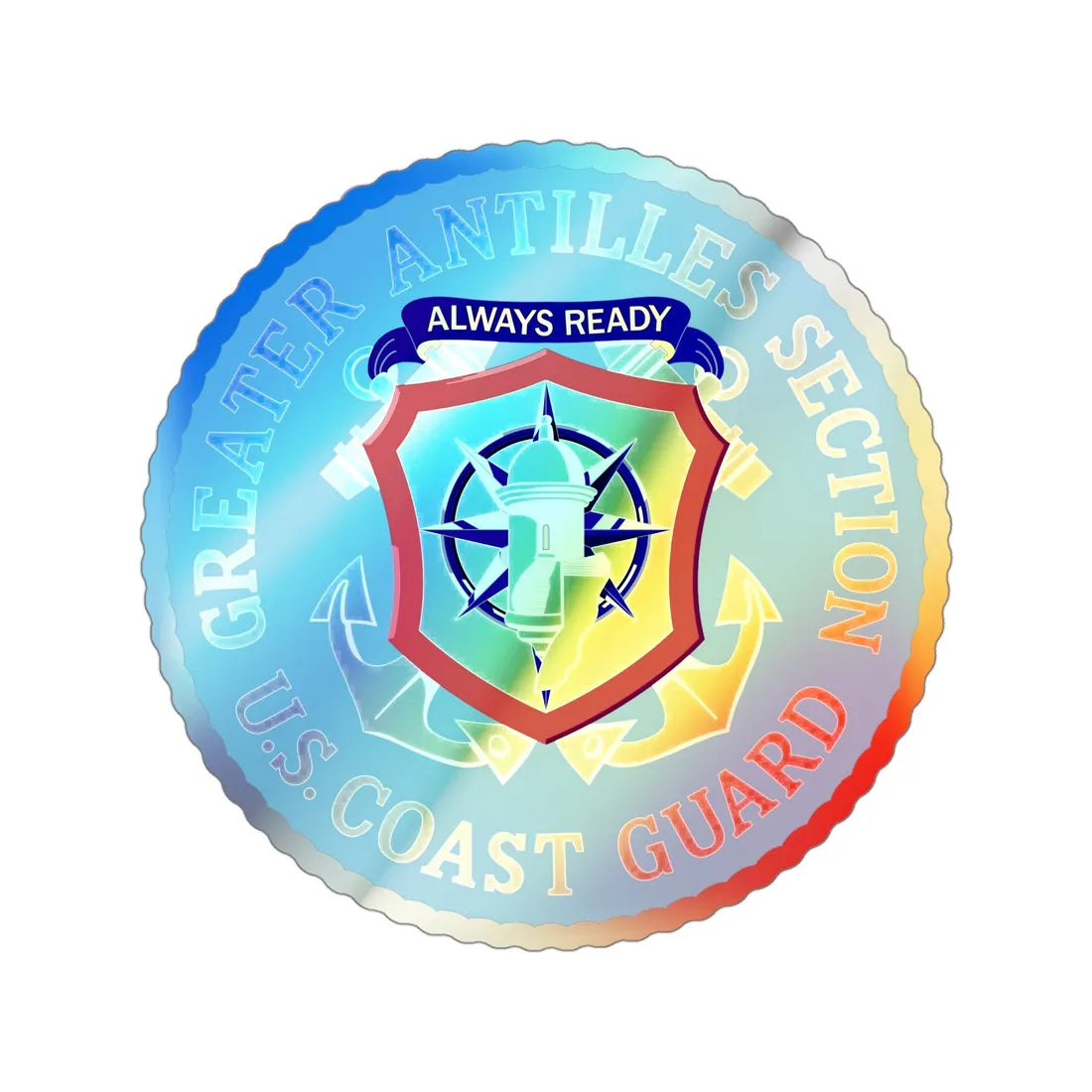 USCG Greater Antilles Section (U.S. Coast Guard) Holographic STICKER Die-Cut Vinyl Decal 4 Inch Holographic - The Sticker Space
