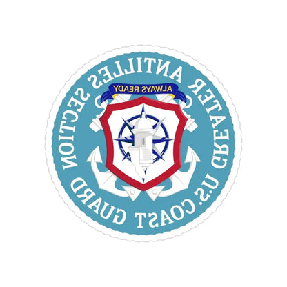 USCG Greater Antilles Section (U.S. Coast Guard) REVERSE PRINT Transparent Die-Cut STICKER 3 Inch Die-Cut Transparent - The Sticker Space