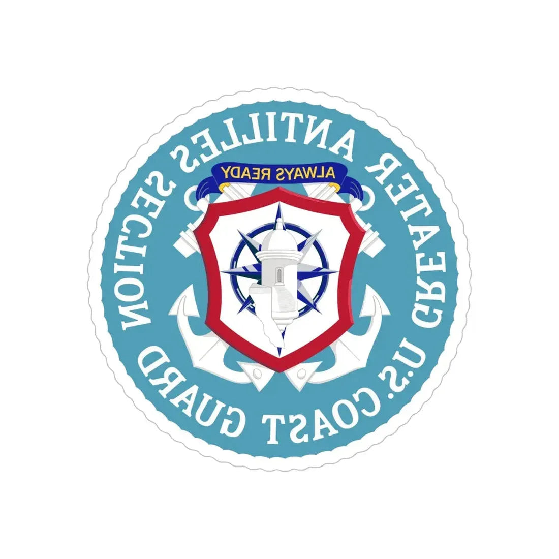 USCG Greater Antilles Section (U.S. Coast Guard) REVERSE PRINT Transparent Die-Cut STICKER 6 Inch Die-Cut Transparent - The Sticker Space