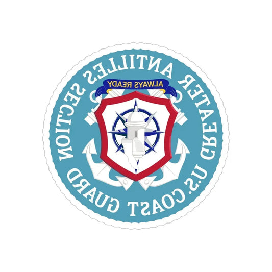 USCG Greater Antilles Section (U.S. Coast Guard) REVERSE PRINT Transparent Die-Cut STICKER 6 Inch Die-Cut Transparent - The Sticker Space