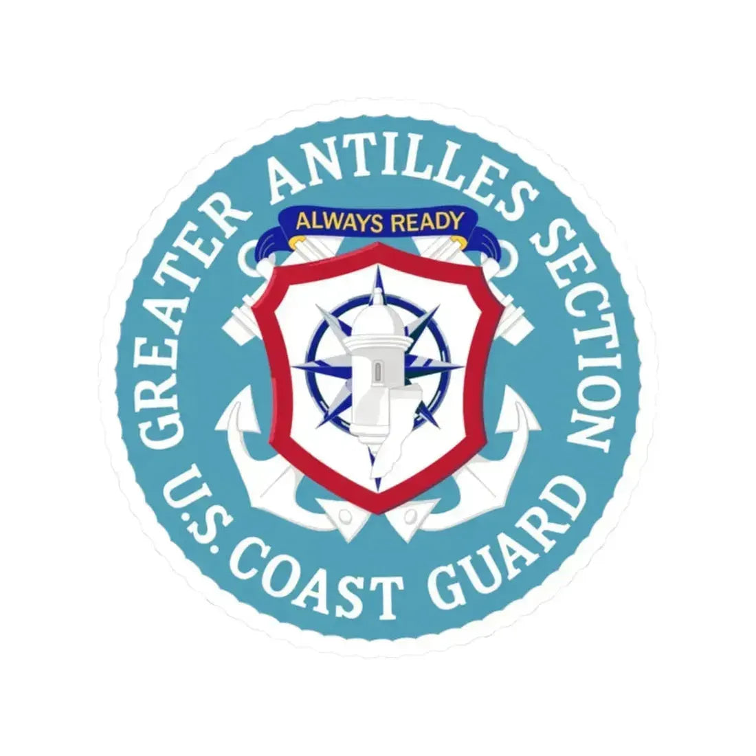 USCG Greater Antilles Section (U.S. Coast Guard) STICKER Vinyl Kiss-Cut Decal 2 Inch White - The Sticker Space